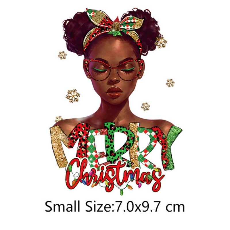 Heat Transfer Dtf Stickers Iron on Heat Transfers Heat Press Stickers Transfer Printing for Clothes Christmas Black Girls