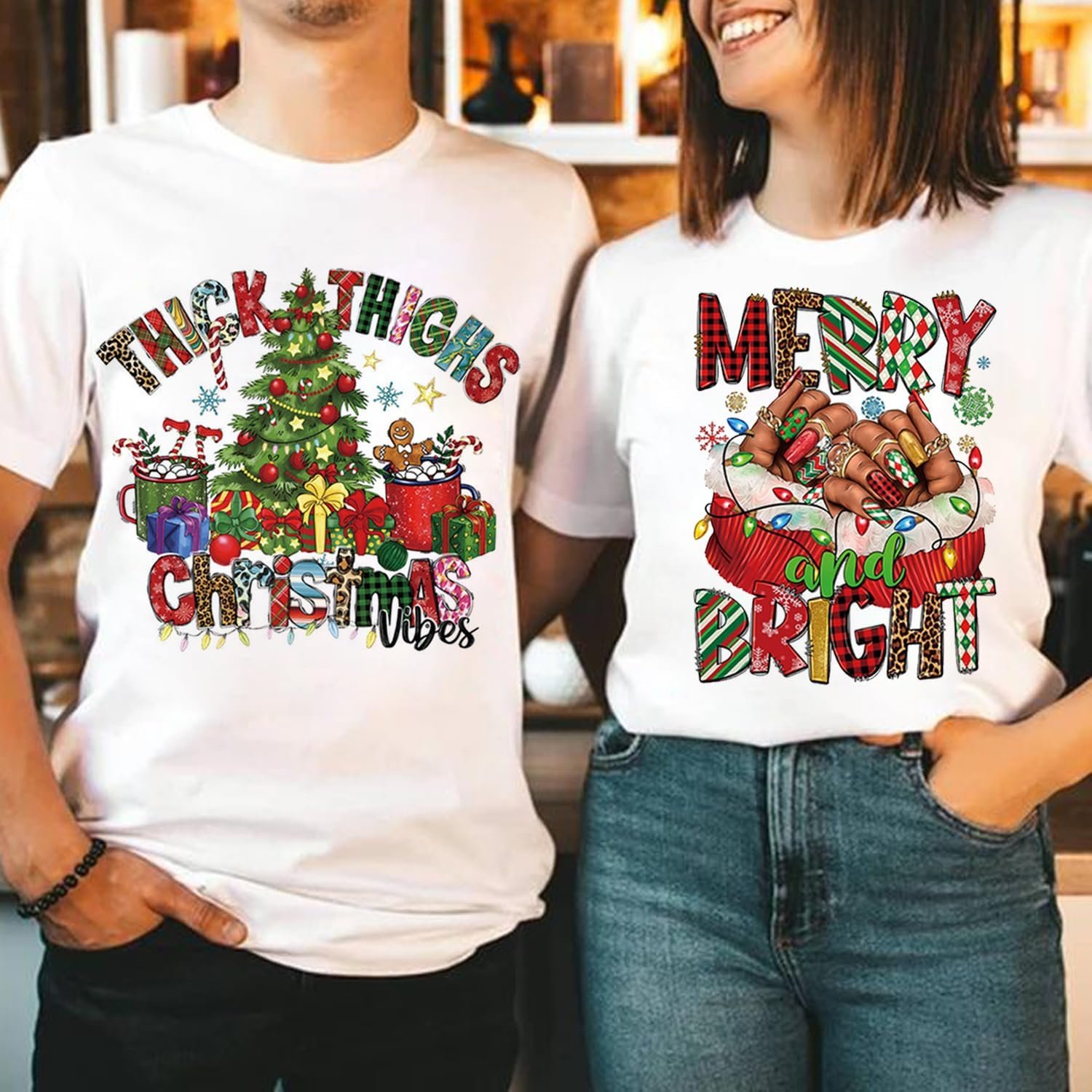 Cute Christmas Iron on Transfers Decals Merry Christmas Patch for Clothing Heat Transfer Vinyl Stickers Xmas Designs for T-Shirt