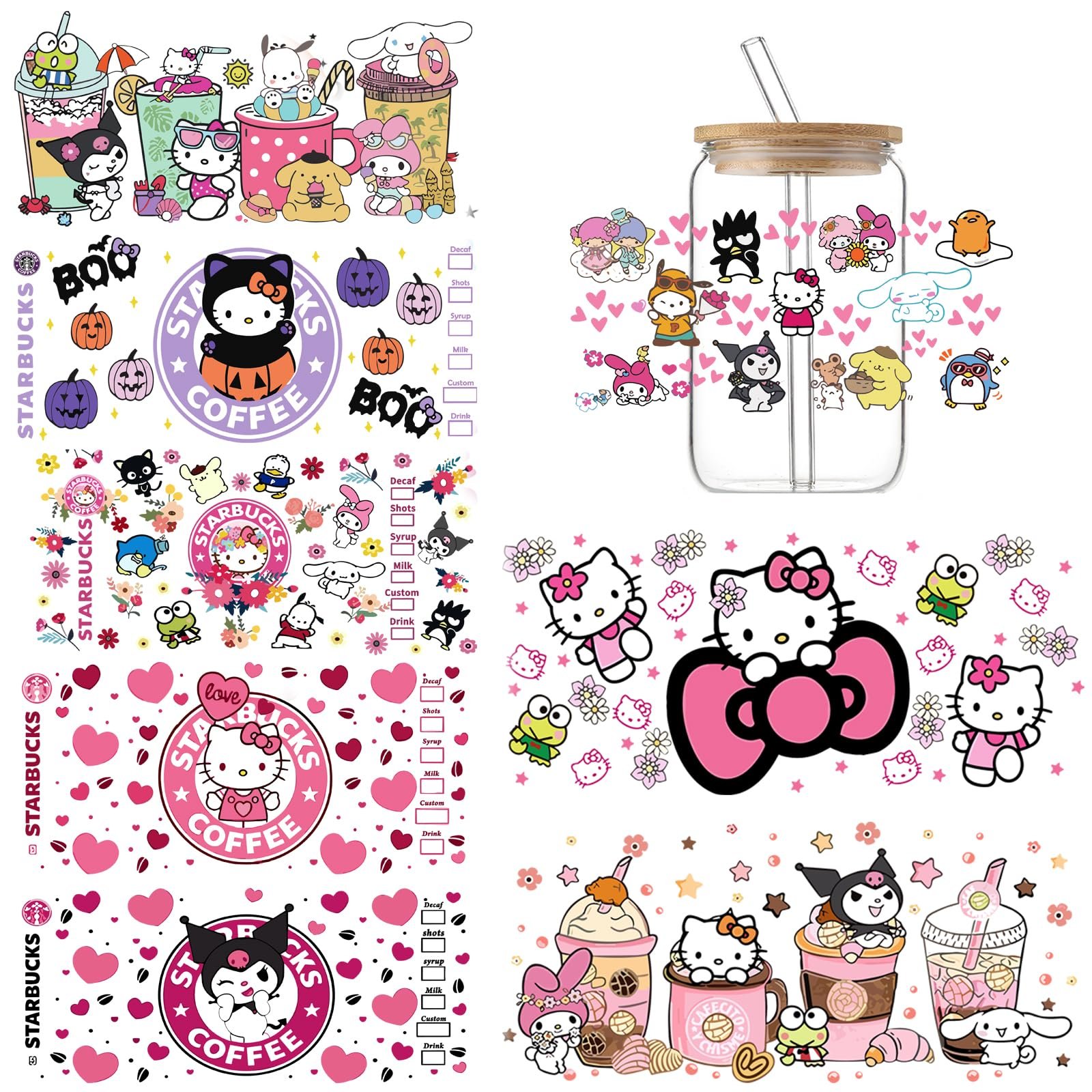 Hot Sale 16-24 oz UV DTF Cup Wrap Transfers Wholesale Custom Easy Peel UVDTF Cup Wraps Cheap Transfer Printing