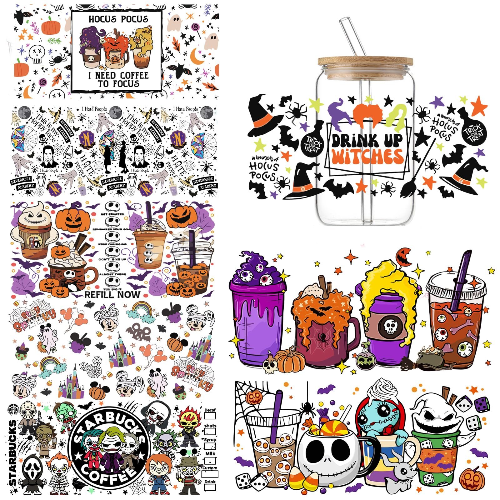Hot Sale 16-24 oz UV DTF Cup Wrap Transfers Wholesale Custom Easy Peel UVDTF Cup Wraps Cheap Transfer Printing
