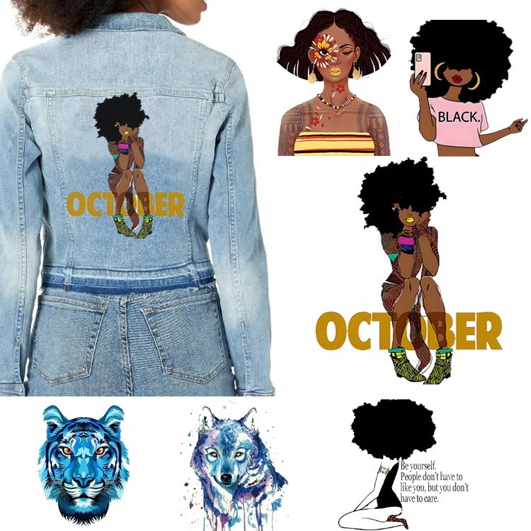 DTF Printed Designs Custom Your DIY Figure Logo Digital Ready to Press Labels Heat Transfer Printing for T Shirt