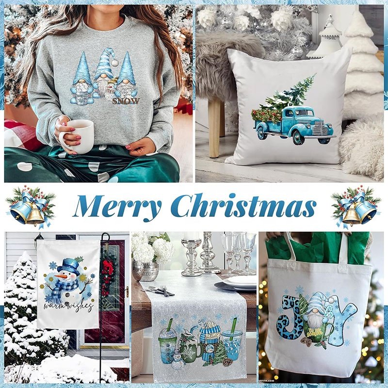 vintage Christmas stickers transfer printing festival appliques custom Iron On Transfer Designs Heat Press Vinyl for fabric