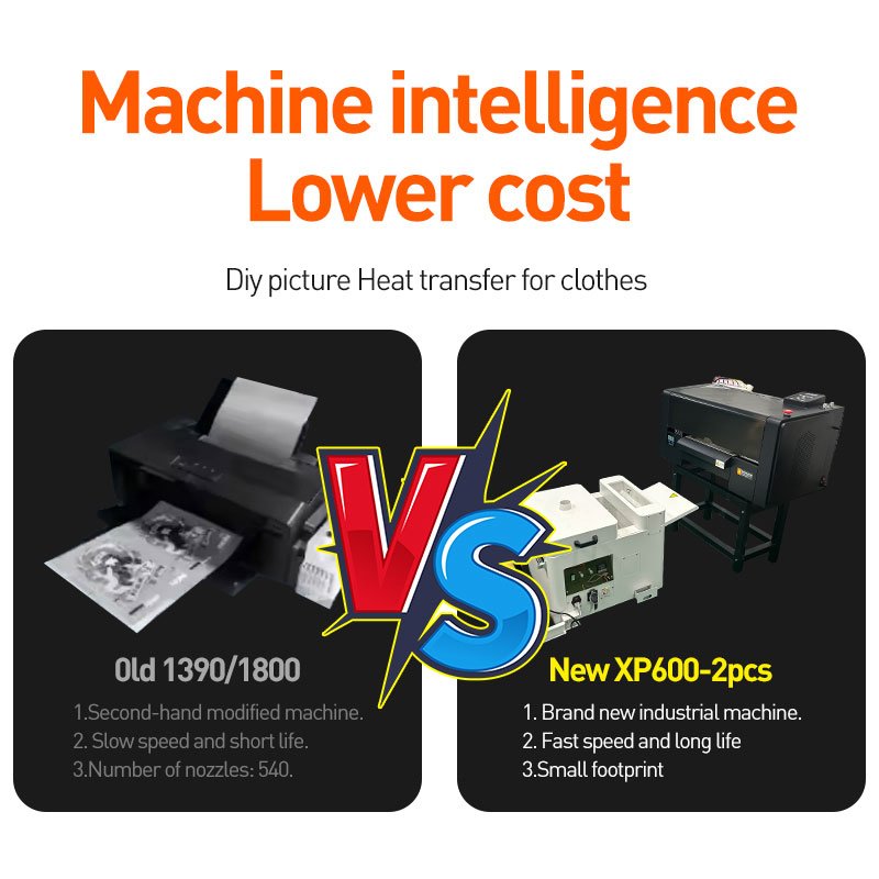 High Quality WhiteInk Circulation film 2 head a3 dtf inkjet printer film for tshirt heat transfer printing machine