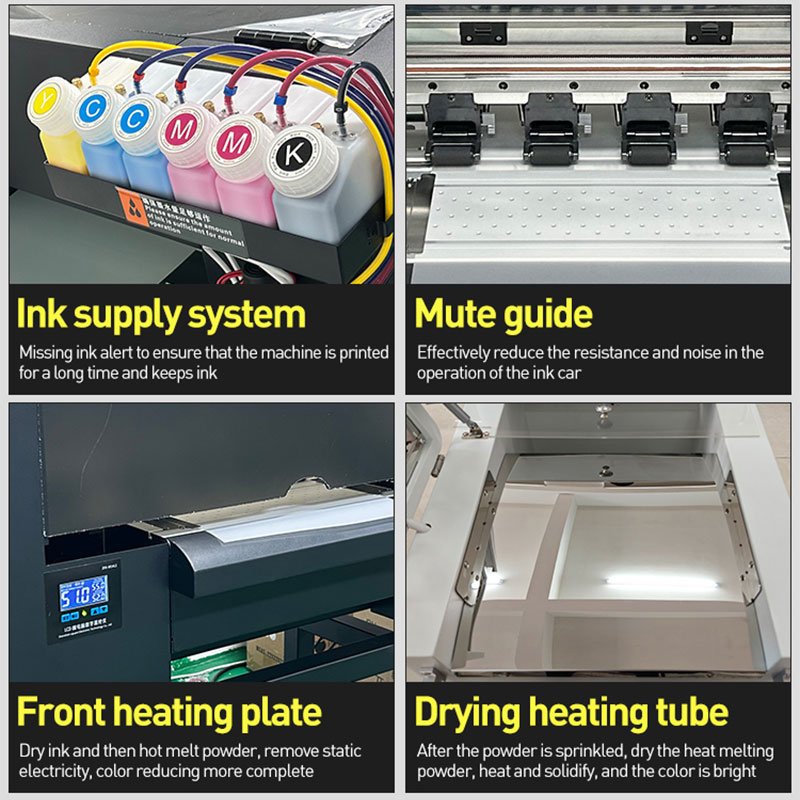 High Quality WhiteInk Circulation film 2 head a3 dtf inkjet printer film for tshirt heat transfer printing machine