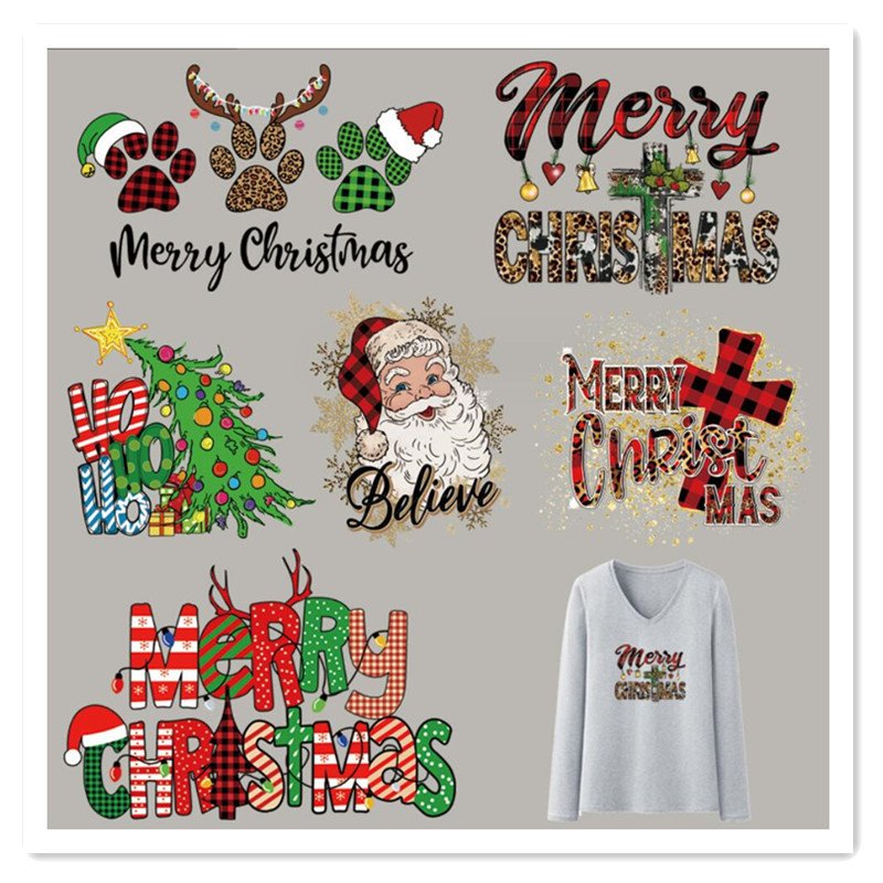 Christmas DTF Print Heat Transfers Designs Plastisol IRON ON Ready To Press Heat Transfer Sticker Designs For T Shirts