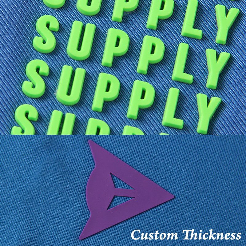 Custom embossed label sticker Print 3D Logo Thick Silicone Heat Transfer Printing Neck Label Cloth iron on stickers for clothing