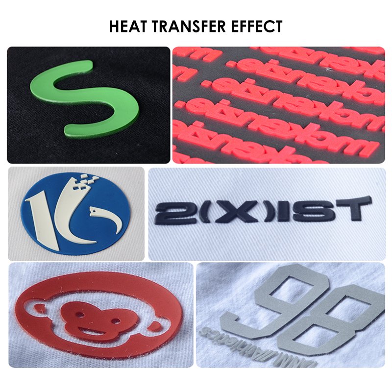 Custom embossed label sticker Print 3D Logo Thick Silicone Heat Transfer Printing Neck Label Cloth iron on stickers for clothing
