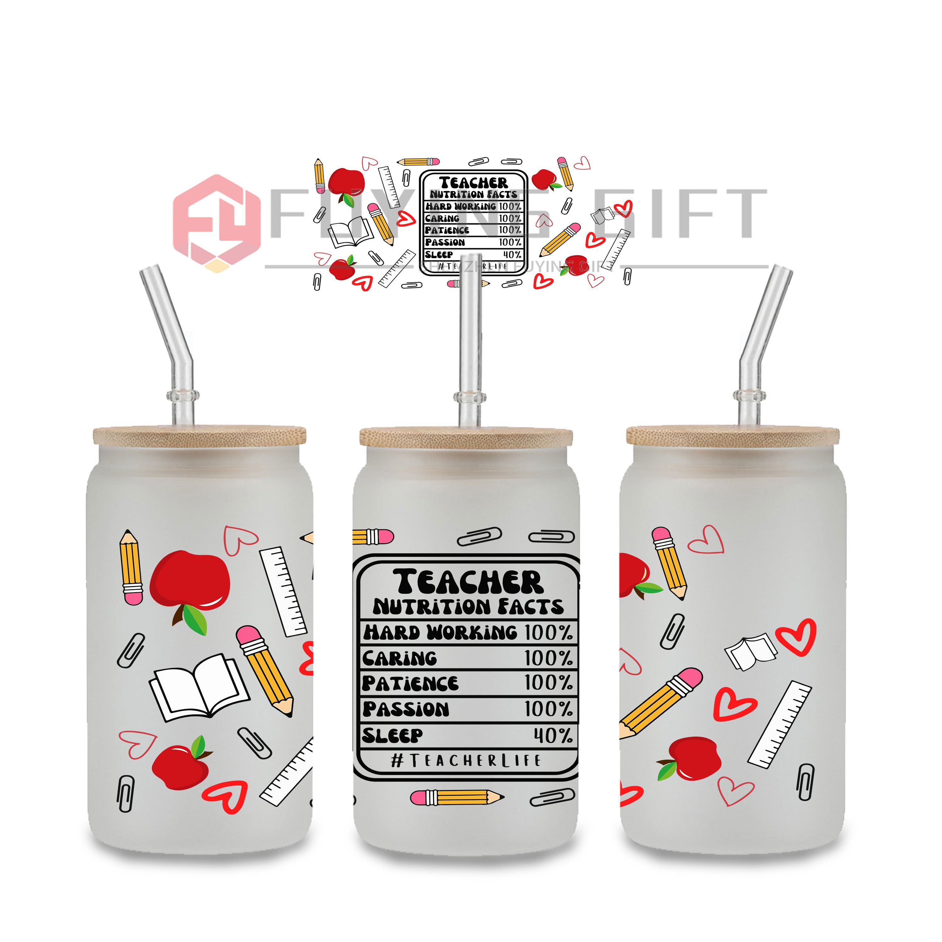 Ready To Transfer UVDTF Cup Wraps 16oz Teacher Daily Affirrmations UV DTF Labels Stickers for Mugs Coffee Cups Tumblers