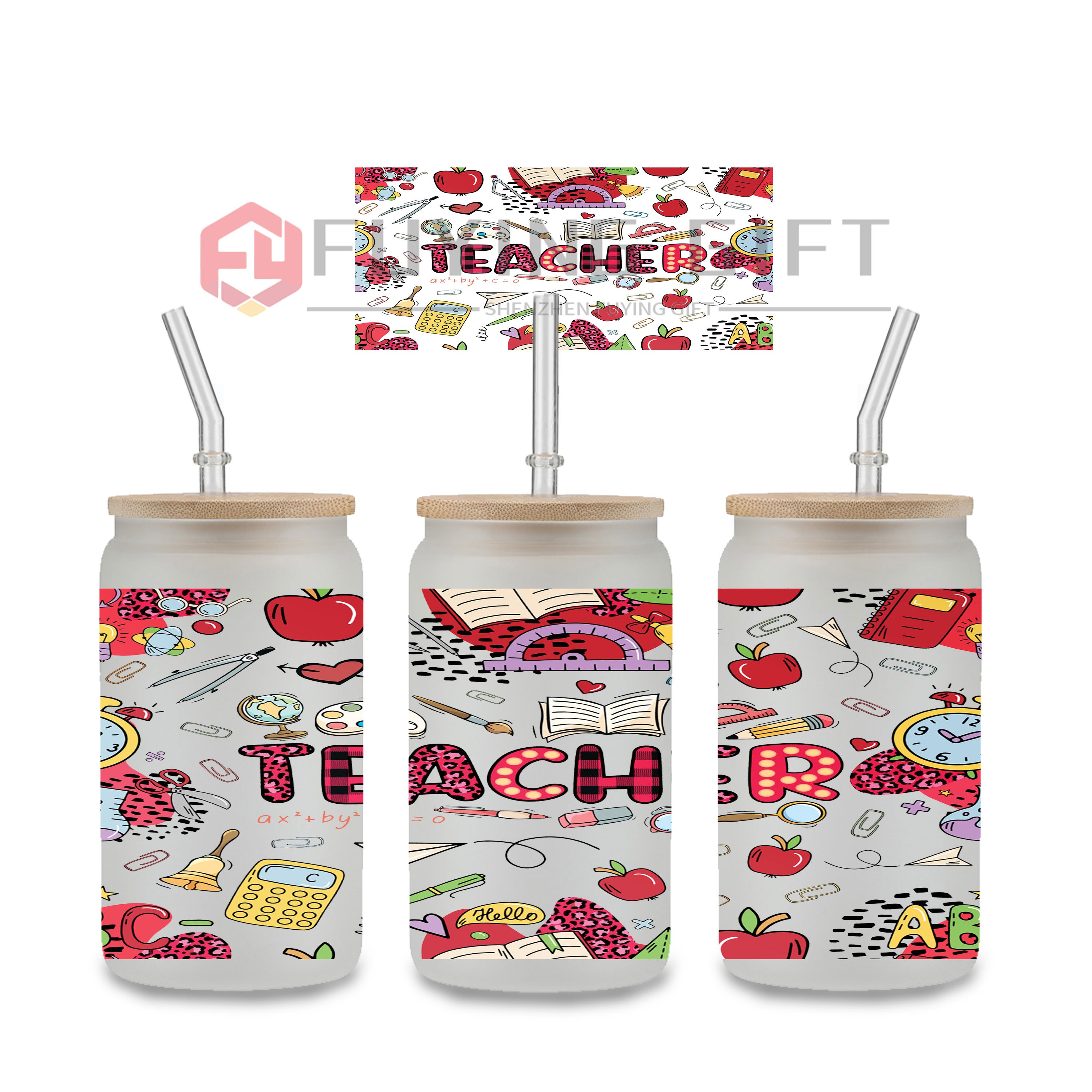Ready To Transfer UVDTF Cup Wraps 16oz Teacher Daily Affirrmations UV DTF Labels Stickers for Mugs Coffee Cups Tumblers