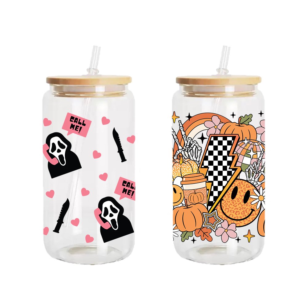 Custom Halloween 16oz UV DTF Cup Wraps Transfers Anime Ready-to-Ship Heat Transfer Printing Wholesale uvdtf wrap