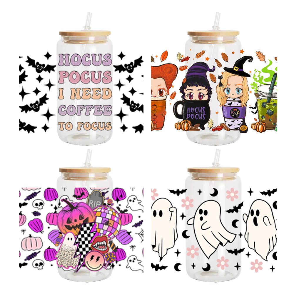 Custom Halloween 16oz UV DTF Cup Wraps Transfers Anime Ready-to-Ship Heat Transfer Printing Wholesale uvdtf wrap