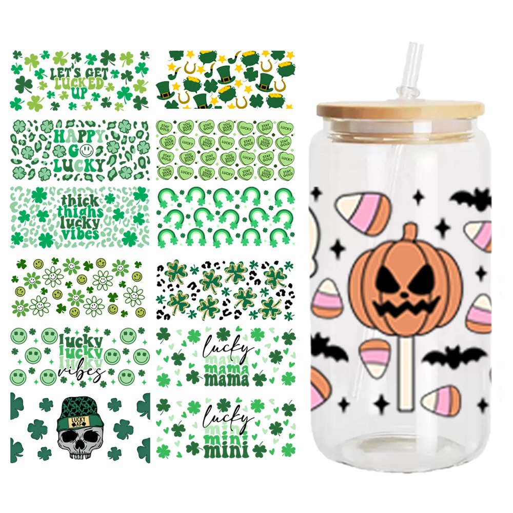 Custom Halloween 16oz UV DTF Cup Wraps Transfers Anime Ready-to-Ship Heat Transfer Printing Wholesale uvdtf wrap