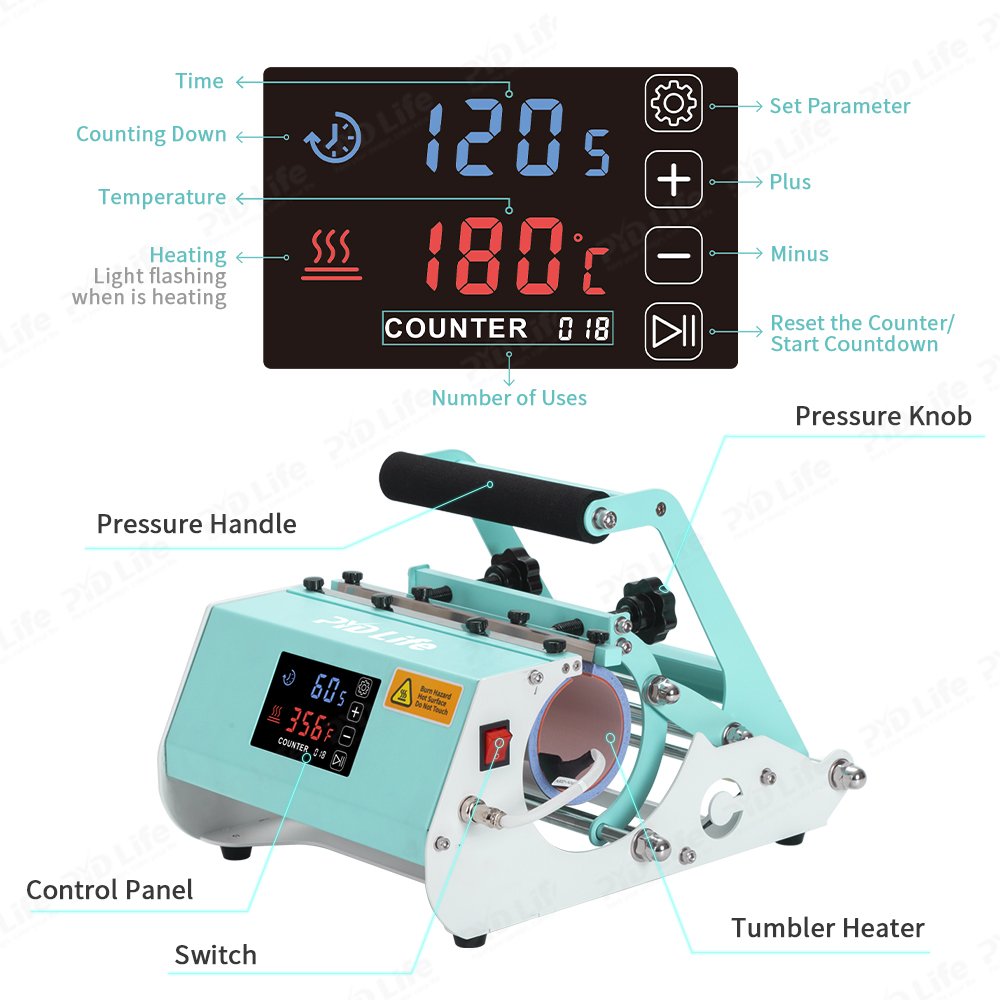PYD Life Digital Heat Transfer 40oz Touch Screen Mug Cup Printing Tumbler Heat Press Sublimation Machine