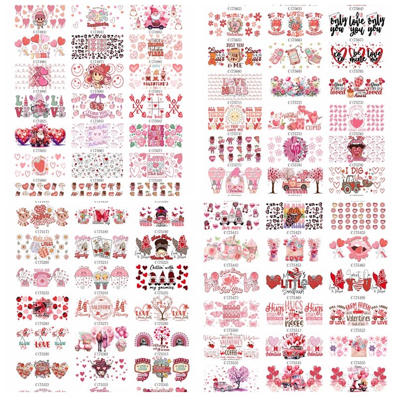 35000+ New Nice Custom Decals Uv Dtf Transfers Valentine s Day Sticker 16oz Libbey Glass UV Wrap for Cold Cup