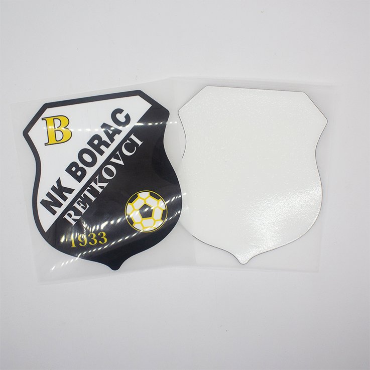 Sports Labels Maker Custom Soccer Club Logo High Density Rubber Silicone Heat Transfer Printing Stickers for Jerseys
