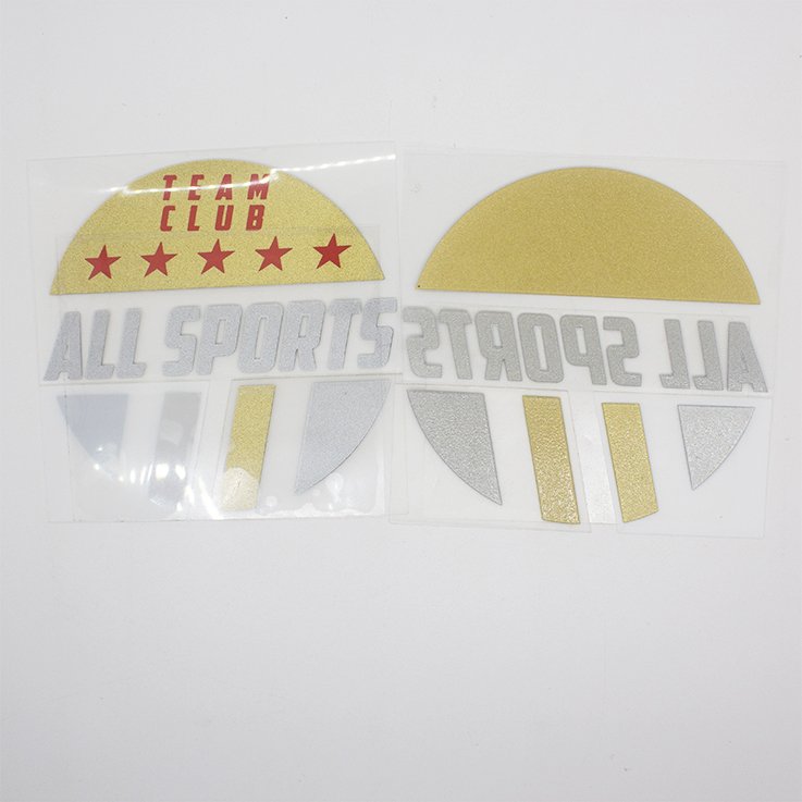 Sports Labels Maker Custom Soccer Club Logo High Density Rubber Silicone Heat Transfer Printing Stickers for Jerseys