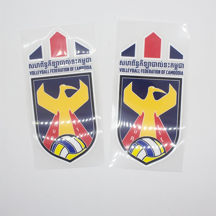 Sports Labels Maker Custom Soccer Club Logo High Density Rubber Silicone Heat Transfer Printing Stickers for Jerseys