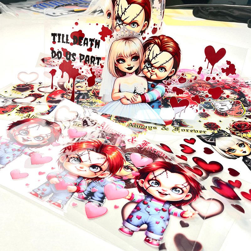 Factory High quality custom adhesives label dtf sticker pen wraps transfer print packaging labels uv dtf cup wrap transfers