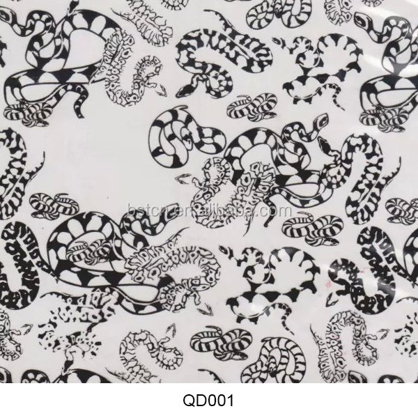 high quality inkjet hydrographic foil in water transfer printing snake design water soluble film 50cm width black color