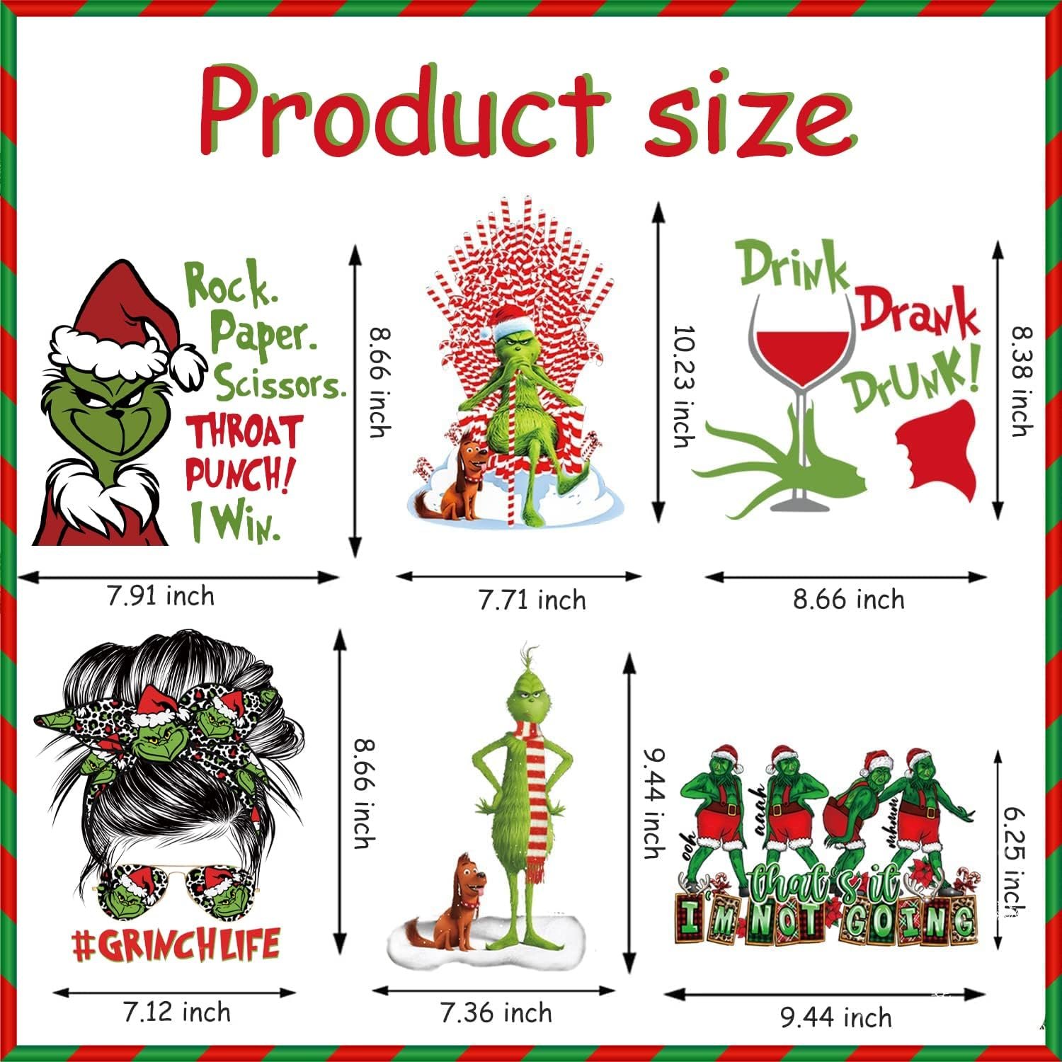 Christmas Iron on Transfers for T-Shirts Winter Xmas Decals Santa Claus Snowflake Pattern Heat Transfer Sticker for DIY Clothing
