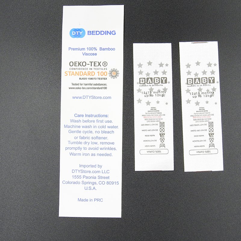Custom neck label heat transfer print care Cotton Garment Tag Printed Logo For Clothing