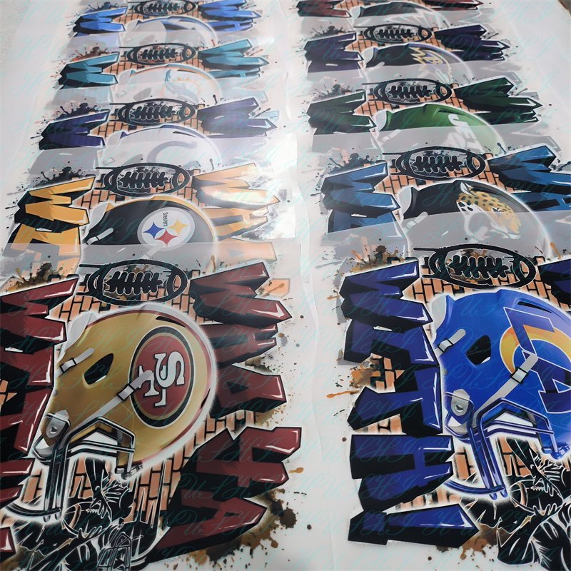 HUSHICustom dtf heat Transfer Sticker Manufacturers Designs Pattern NFL team Logo plastisol dtf Heat Transfer For t-shirt