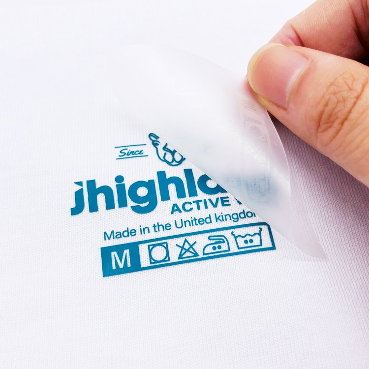 T-shirt Neck Labels Heat Transfer Tags Custom Brand Logo Name Heat Press Transfer Wash Care Label with Size