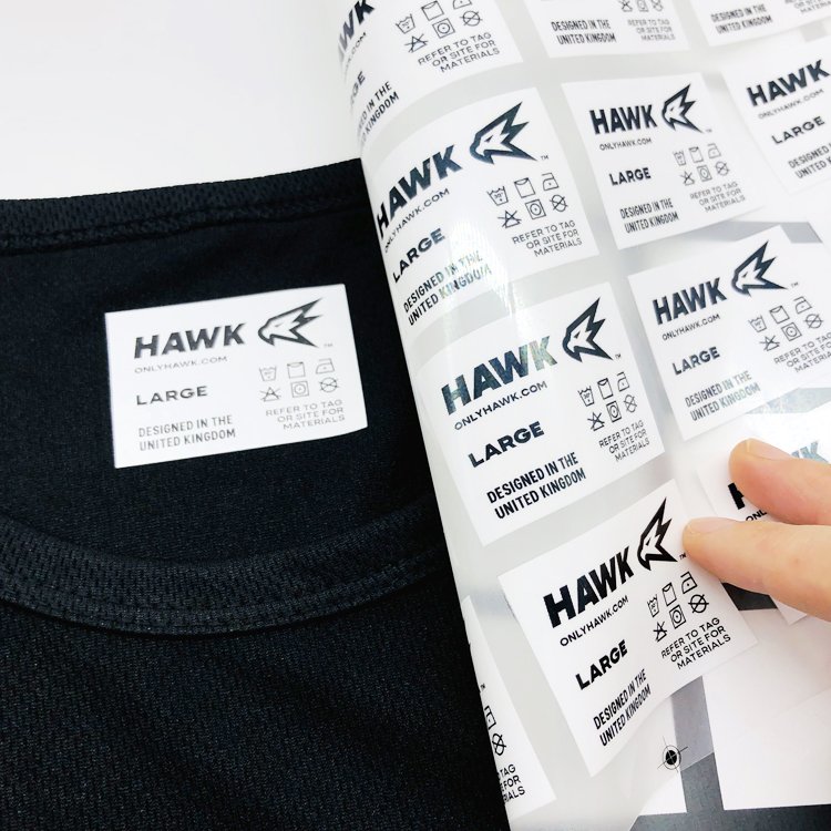 T-shirt Neck Labels Heat Transfer Tags Custom Brand Logo Name Heat Press Transfer Wash Care Label with Size