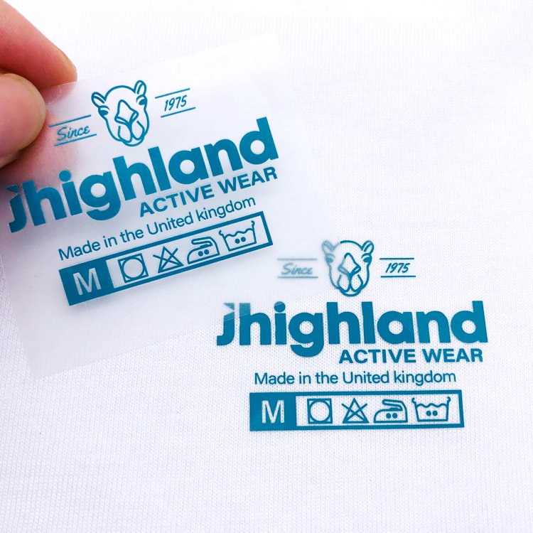 T-shirt Neck Labels Heat Transfer Tags Custom Brand Logo Name Heat Press Transfer Wash Care Label with Size