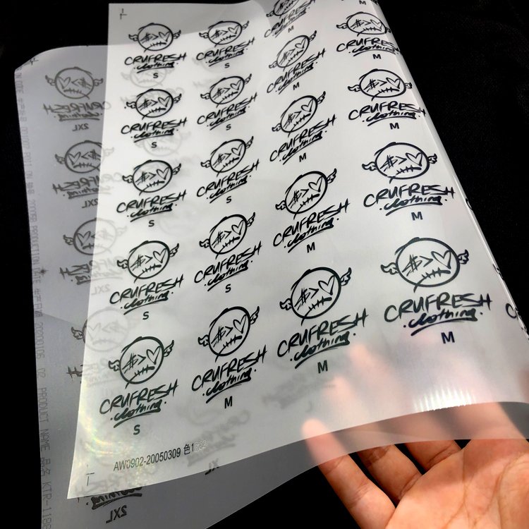 T-shirt Neck Labels Heat Transfer Tags Custom Brand Logo Name Heat Press Transfer Wash Care Label with Size