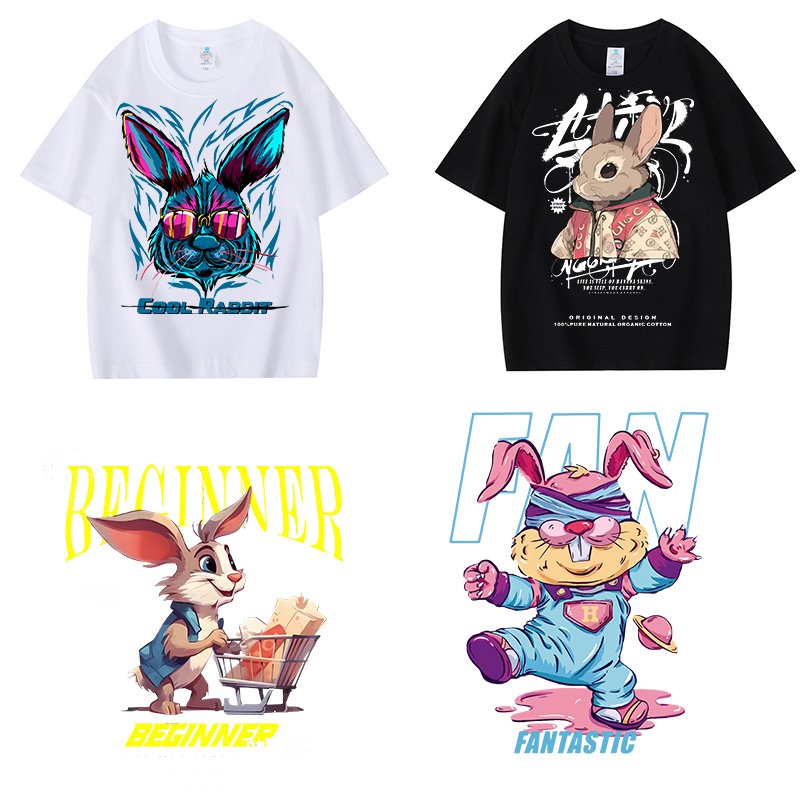 High Quality Custom Cartoon Rabbit Logo Print Heat Screen DTF Transfer Printing for Clothing Packaging Labels