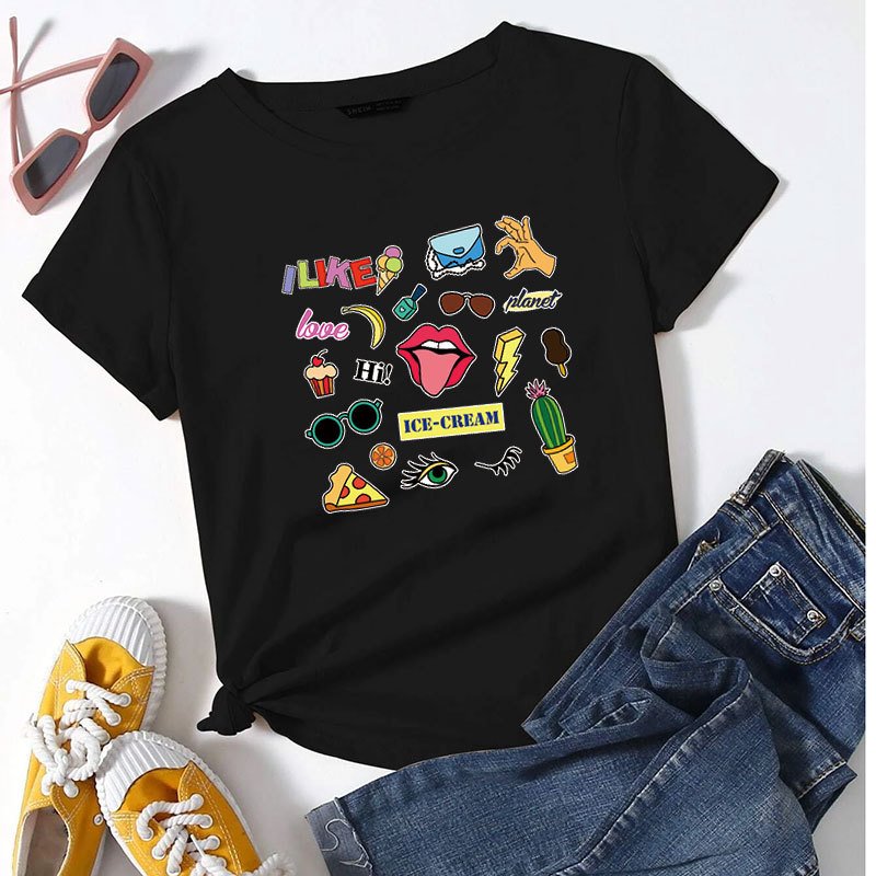Cute T Shirt Decals Transfers Printing Cartoon Fruit Design Ready Stock Dtf Labels Customize Heat Press Sticker For Clothing