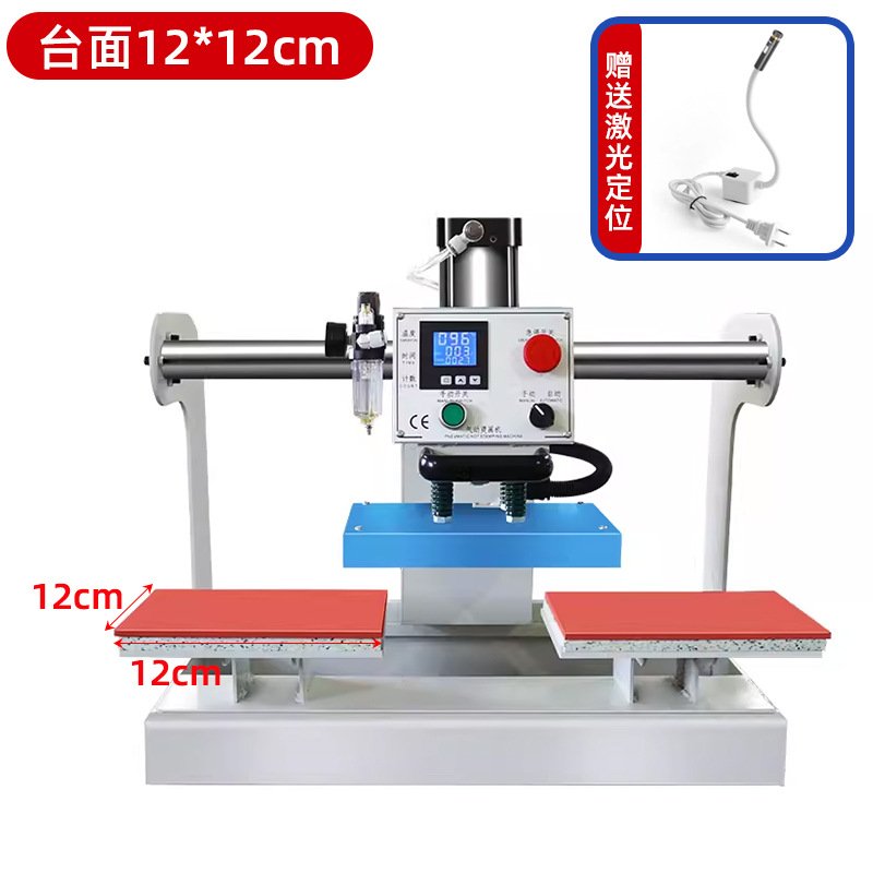 double station clothing label ironing machine Pneumatic small painting hot transfer printing label press T-shirt ironing drill