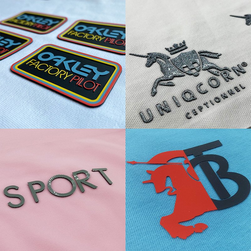 BL038-Wholesale Screen Print Clothing Labels Maker Custom 3D Raised Logo Silicone Heat Transfer Stickers for T Shirt
