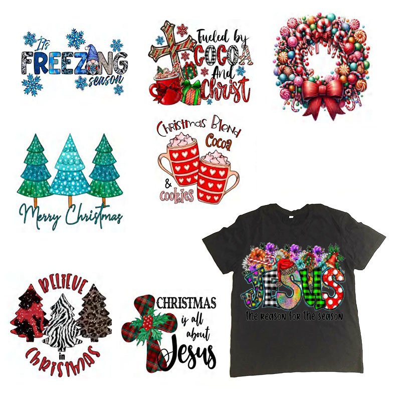 adult size 11inch Christmas Popular design customized dtf heat transfer labels wholesale custom dtf heat transfer for t-shirts