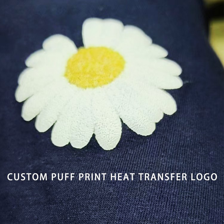 custom plastisol transfer heat transfer stickers Logo Puff transfer printing for t shirts puff print vinyl