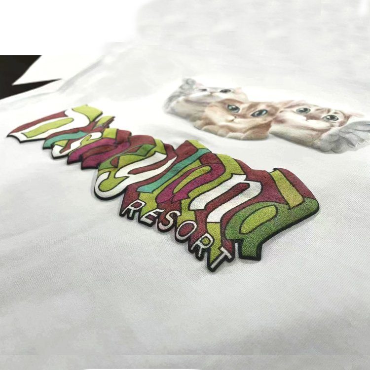 custom plastisol transfer heat transfer stickers Logo Puff transfer printing for t shirts puff print vinyl