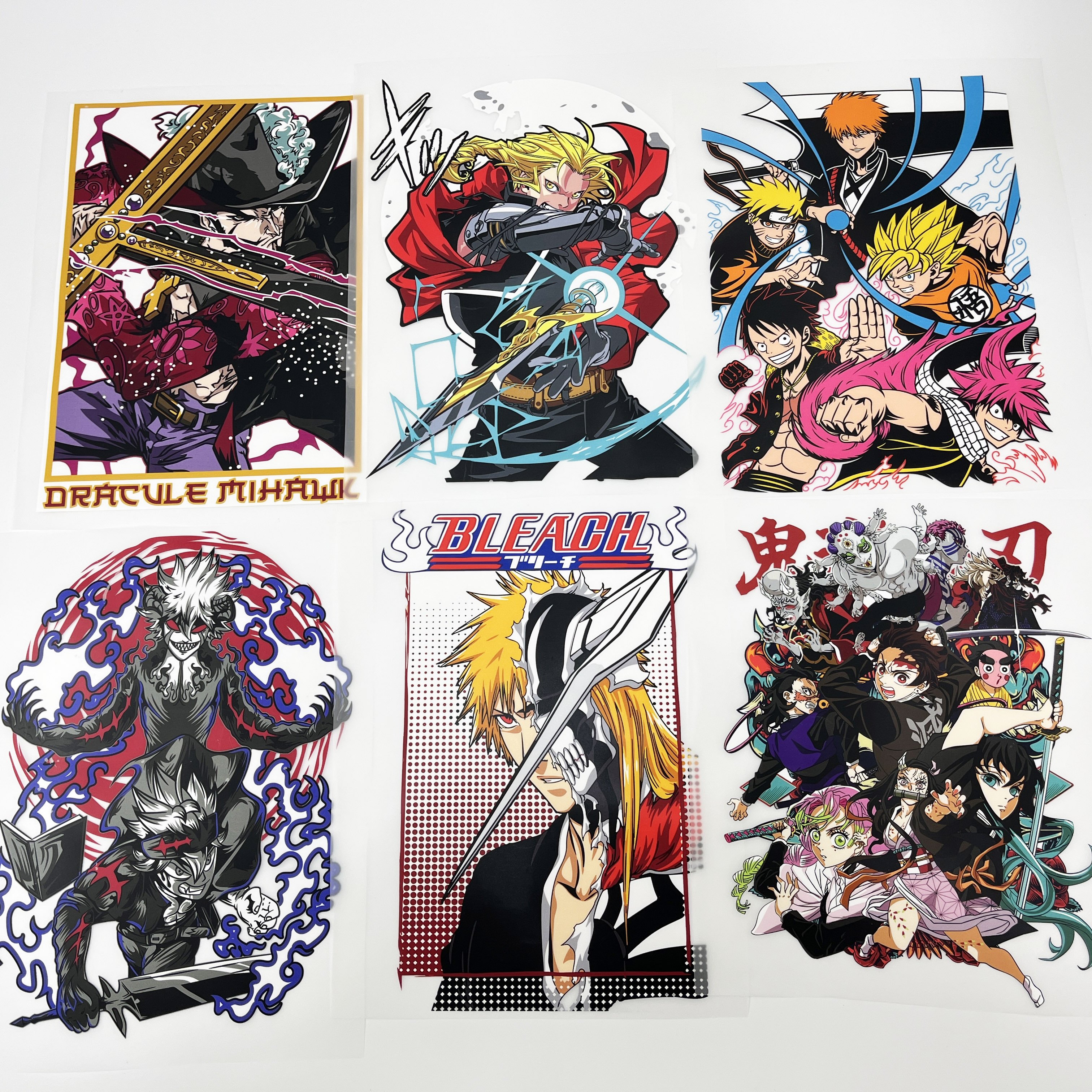 Factory custom multiple anime characters dtf heat transfers printing label vinyl stickers logo heat transfer for clothes