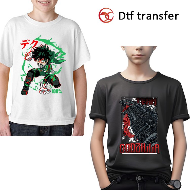 Factory custom multiple anime characters dtf heat transfers printing label vinyl stickers logo heat transfer for clothes