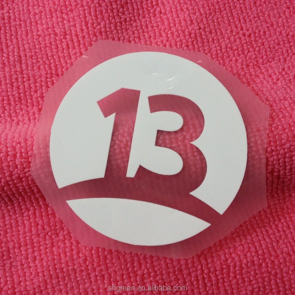 clear PET plastic iron on transfer label,thermal transfer logo for costume