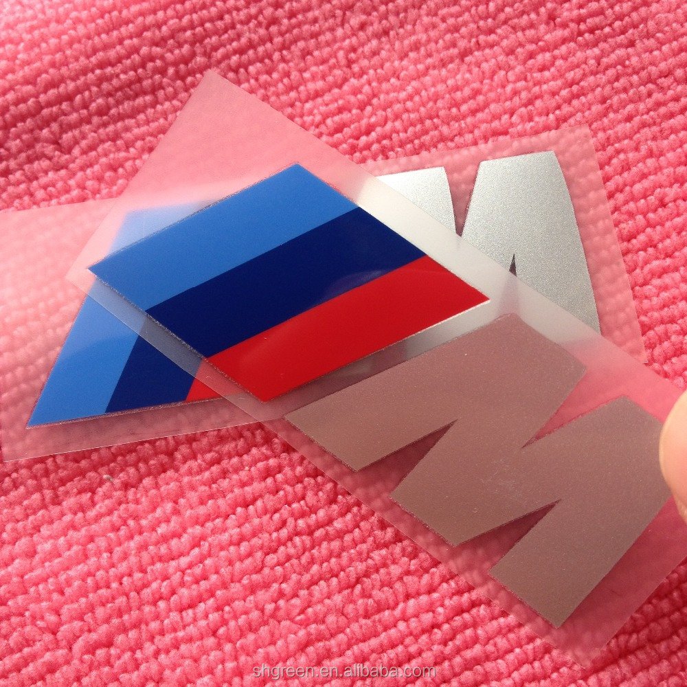 clear PET plastic iron on transfer label,thermal transfer logo for costume