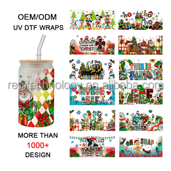 screen print transfers wholesale Christmas designs uv dtf cup wrap transfers uv dtf cup wrap transfers 16oz