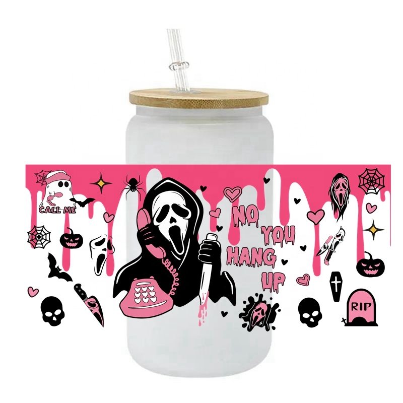 20000+New styles Waterproof 16OZ UV DTF Wraps Halloween Ghost Face 3d Horror UV DTF Cup Wraps Transfers Stickers for 16OZ Cups