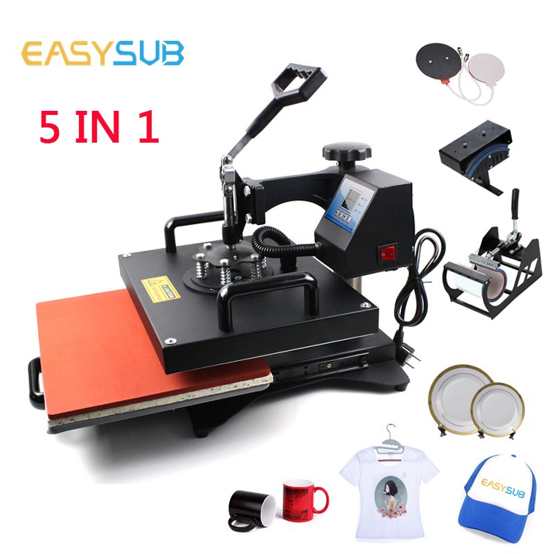 Combo Flat 5 In 1sublimation Heat Transfer Machine Printing Machine On Clothes heat press machines