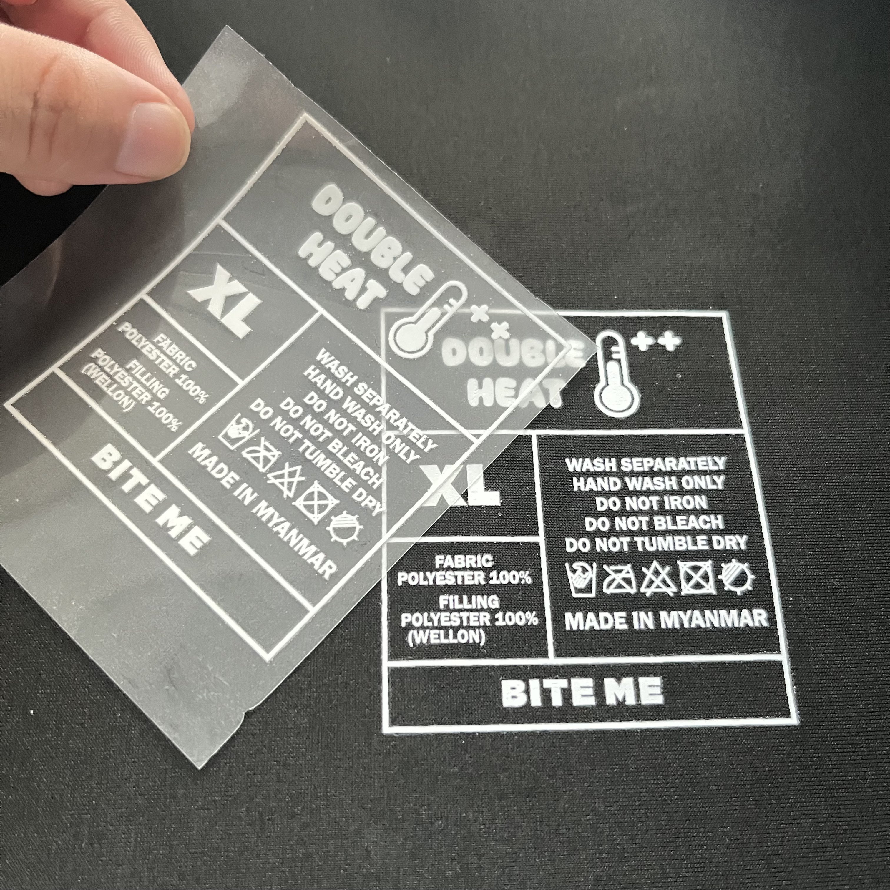 wholesale Custom Low price high quality Brand Name Silk Screen Printing Heat Transfer Wash Care Neck Labels for T Shirts