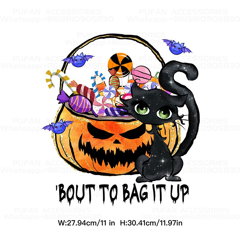 New Arrival Custom Patches Iron On Clothing Label Halloween Spooky DTF Designs Transfer Prints for Tshirt Hoodies Hat