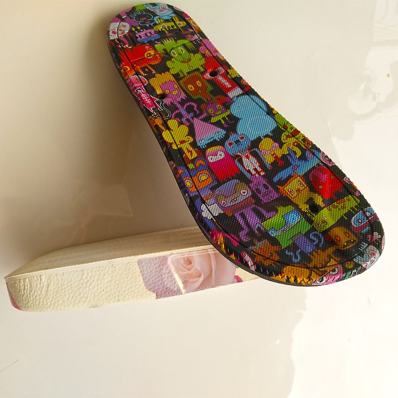 Custom EVA 3D printing Flip Flops slipper Sheet heat transfer water transfer stickers Labels Logo flim for Plastic slipper
