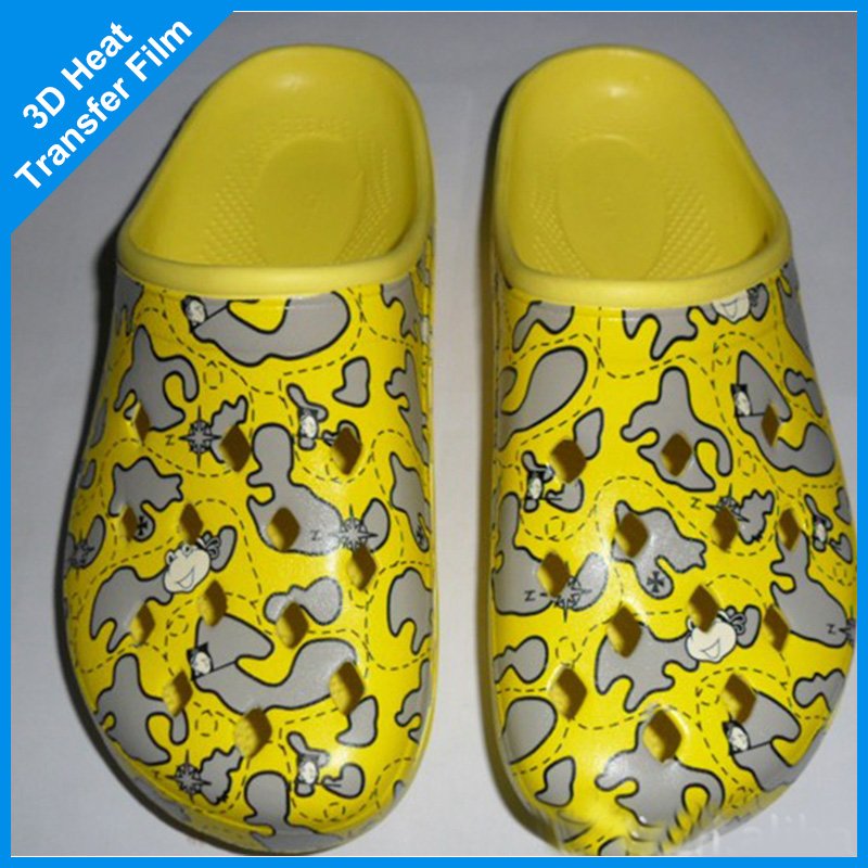 Custom EVA 3D printing Flip Flops slipper Sheet heat transfer water transfer stickers Labels Logo flim for Plastic slipper