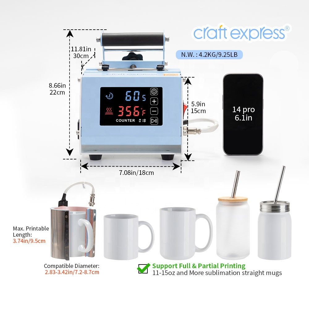 Craft Express Wholesale Mini 11oz 15oz Craft Hobby Mug Heat Press Machine Sublimation Cup Heat Transfer Printing