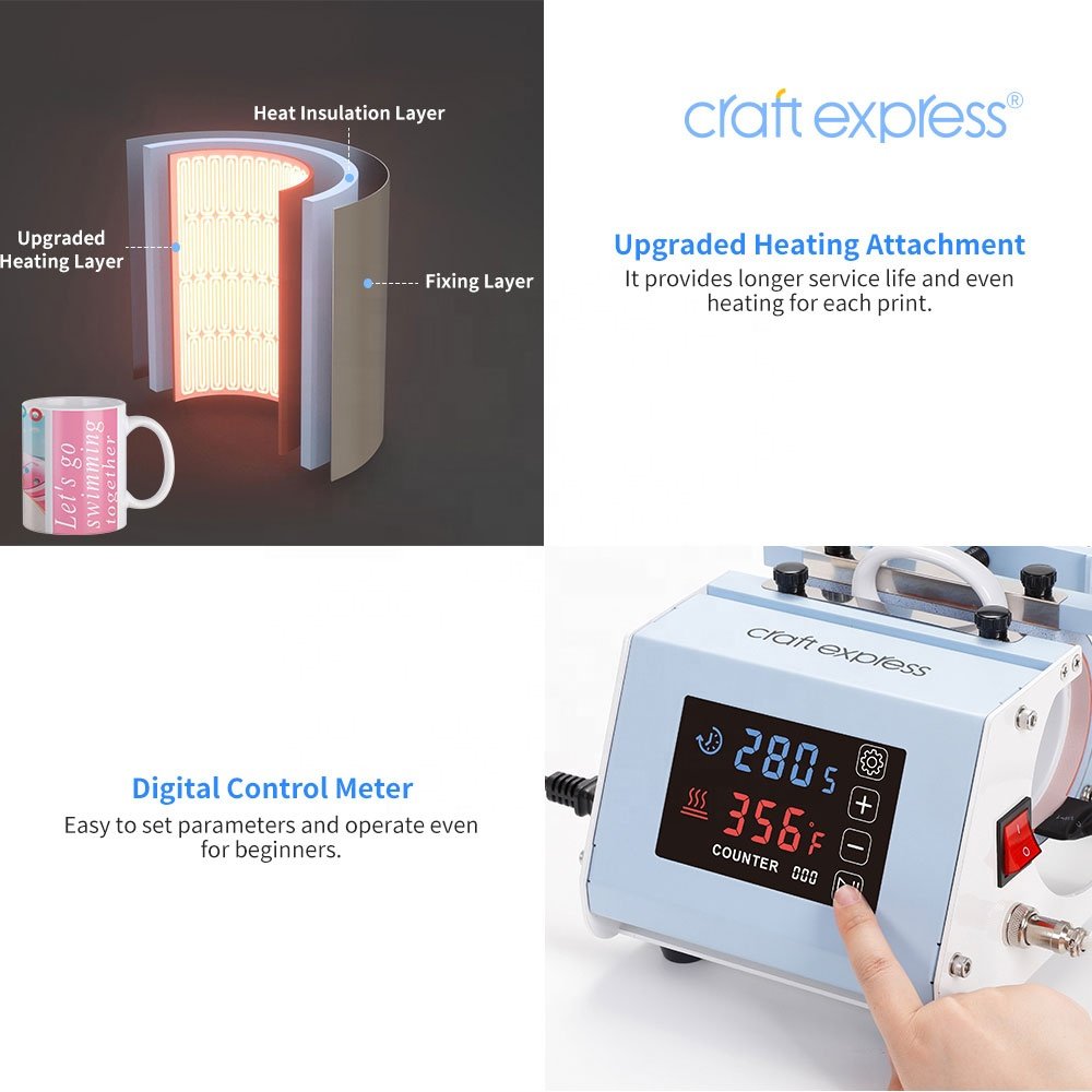 Craft Express Wholesale Mini 11oz 15oz Craft Hobby Mug Heat Press Machine Sublimation Cup Heat Transfer Printing